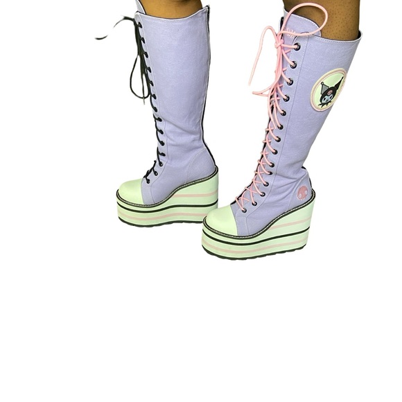 YRU “Kuromi” Platform Lace-Up Boots - Picture 4 of 14